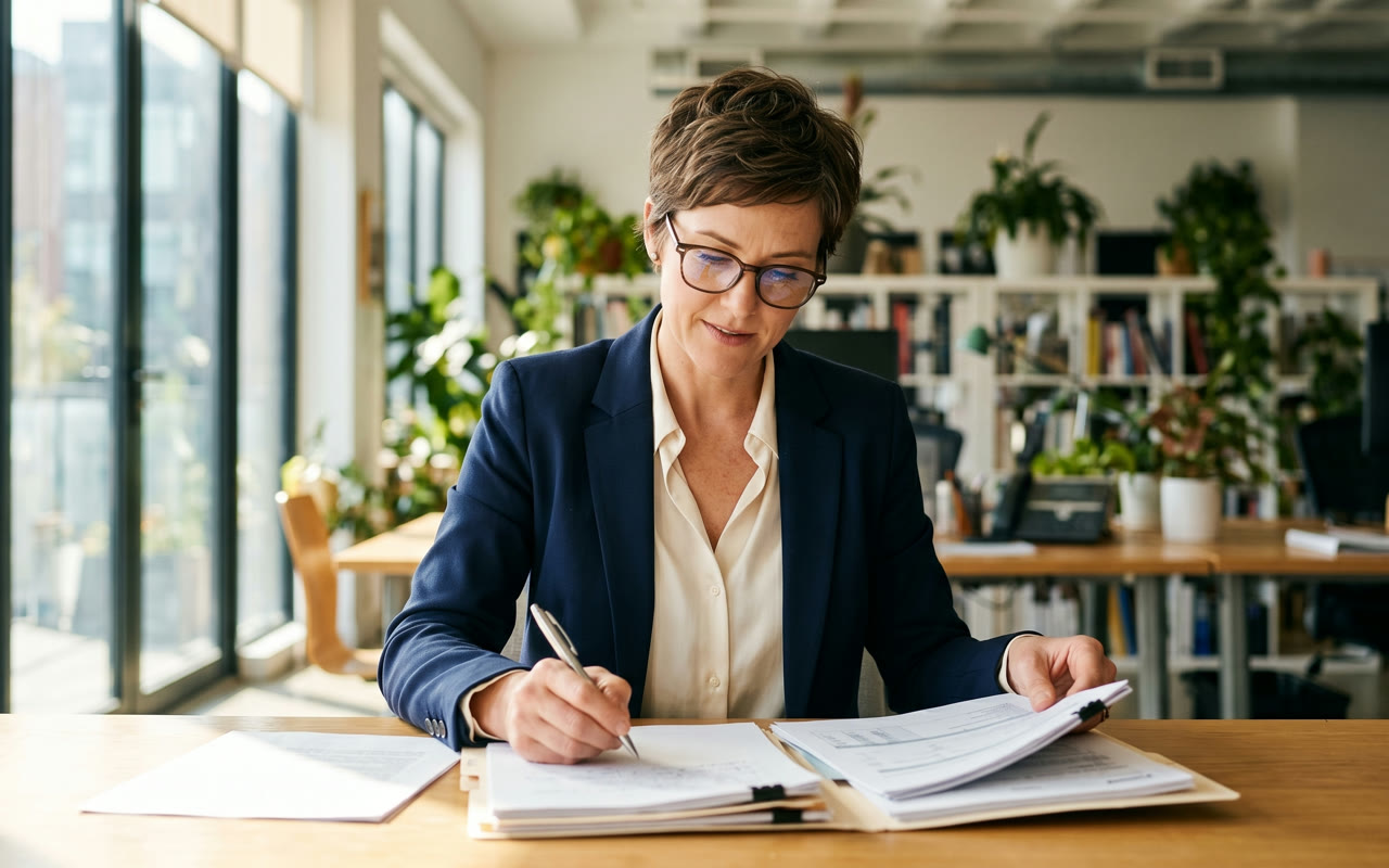 Small-business owner at work