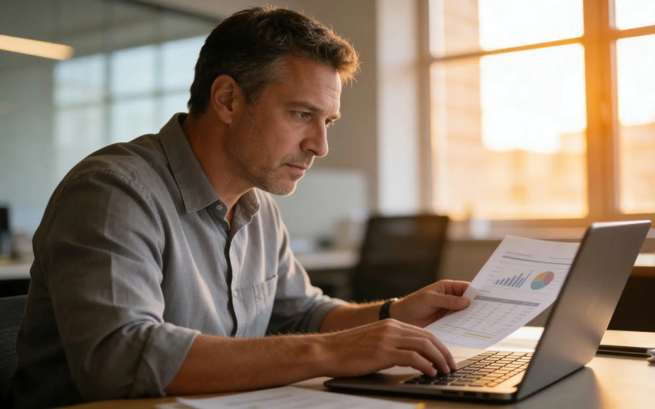 Small business owner reading 5-star customer reviews on a phone