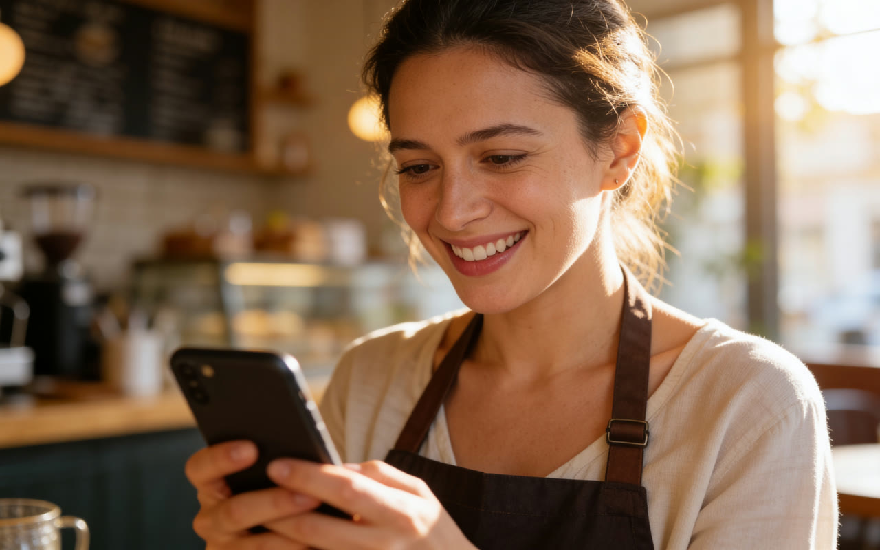 Small-business owner at work