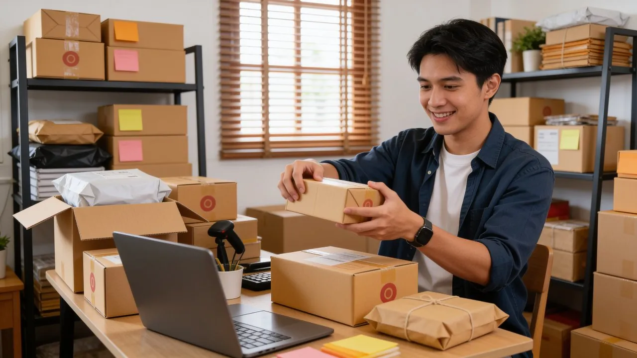 Ecommerce owner managing an online store and ad dashboard on a laptop, small business funding for dropshipping businesses