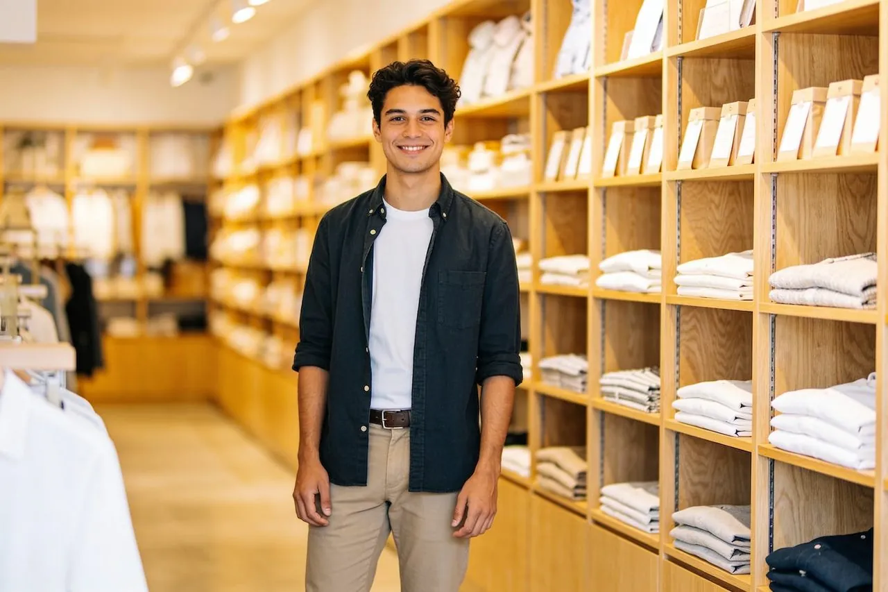 Owner standing in his newly opened retail shop