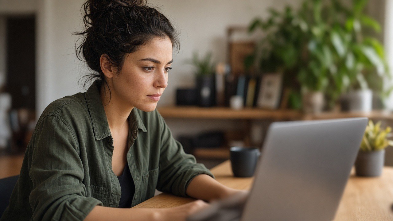 Dropshipping entrepreneur managing online orders on a laptop in a home office