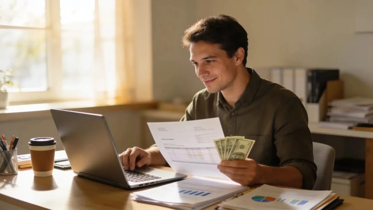 Small business owner reviewing a cash flow statement