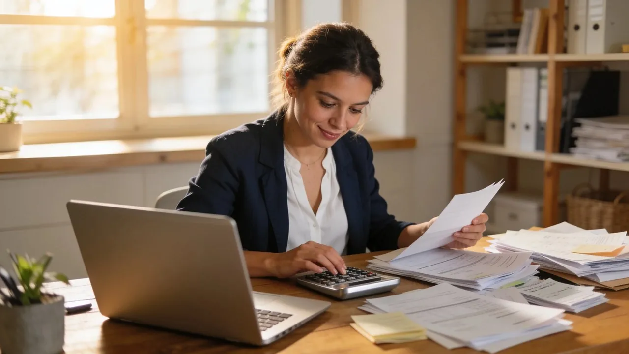 Small business owner reviewing debt statistics