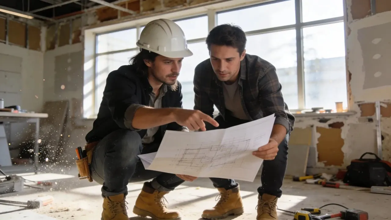 Contractors framing and finishing the interior of a new commercial space - business funding to finance a build-out