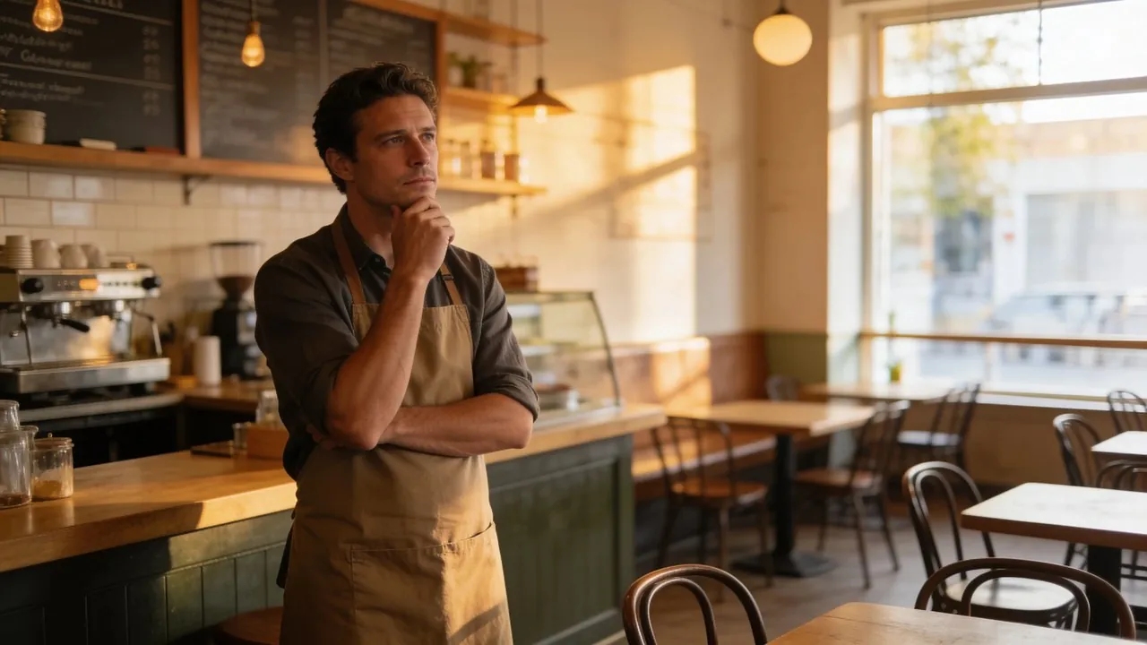 Small business owner reviewing cash flow and fixed costs while planning for an economic downturn