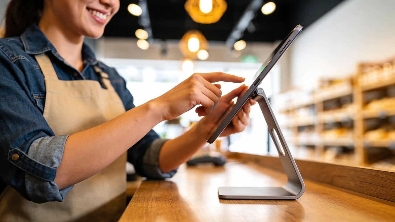 Small business team setting up new computers and point-of-sale hardware in a modern office - business funding to upgrade your technology.