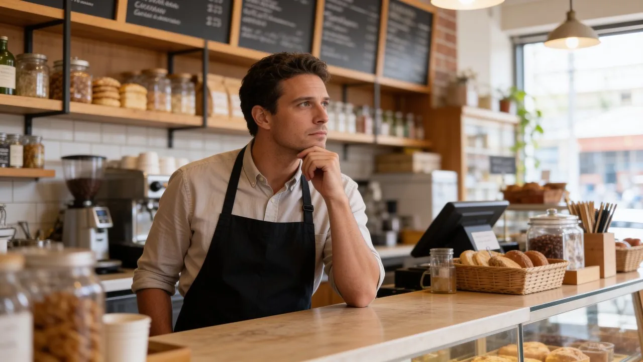 Business owner reviewing a funding agreement contract with a checklist before signing
