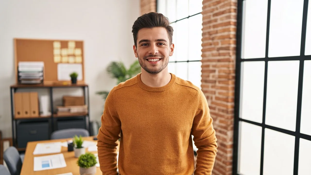 Startup founder working in a new office