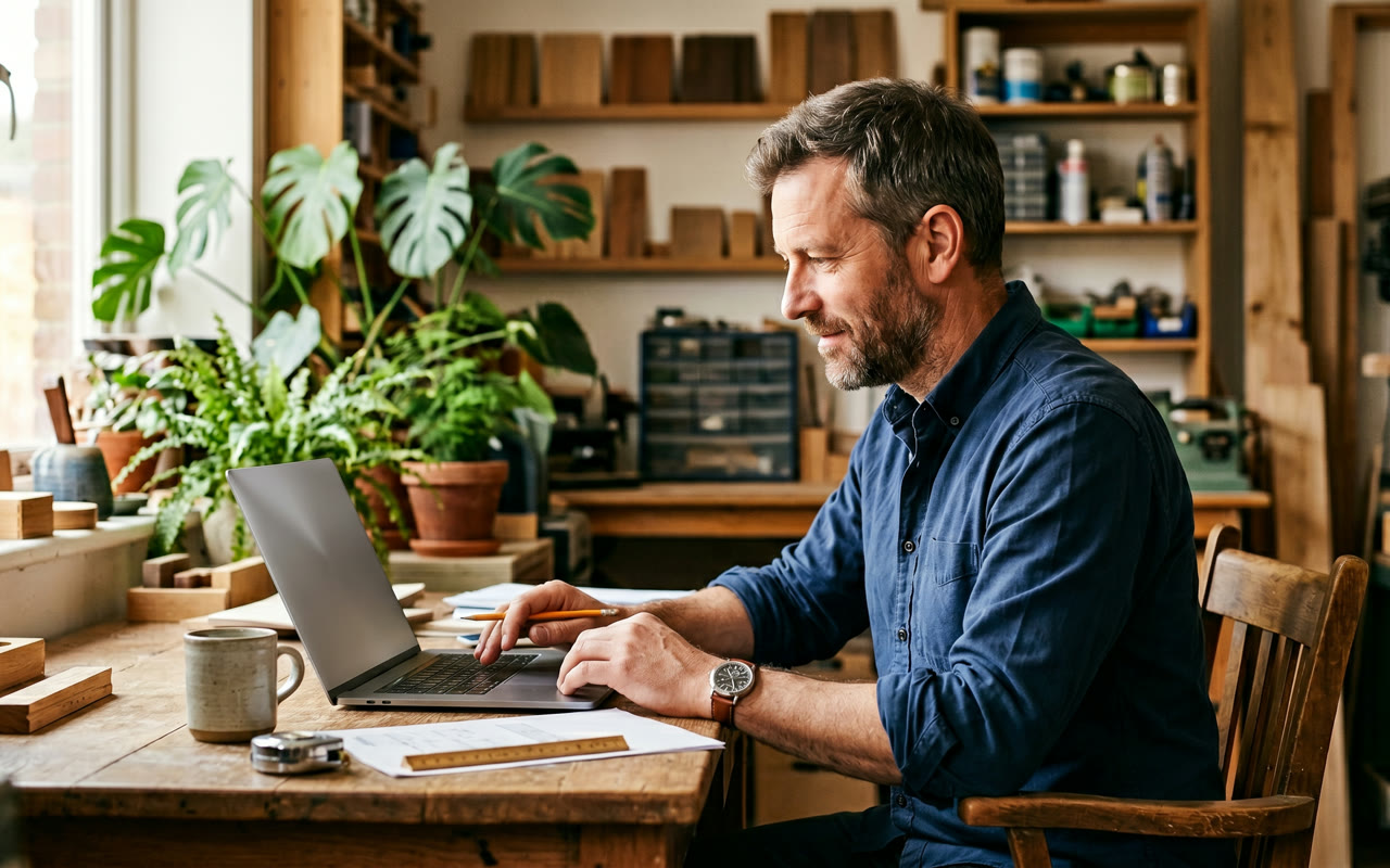 Small-business owner at work