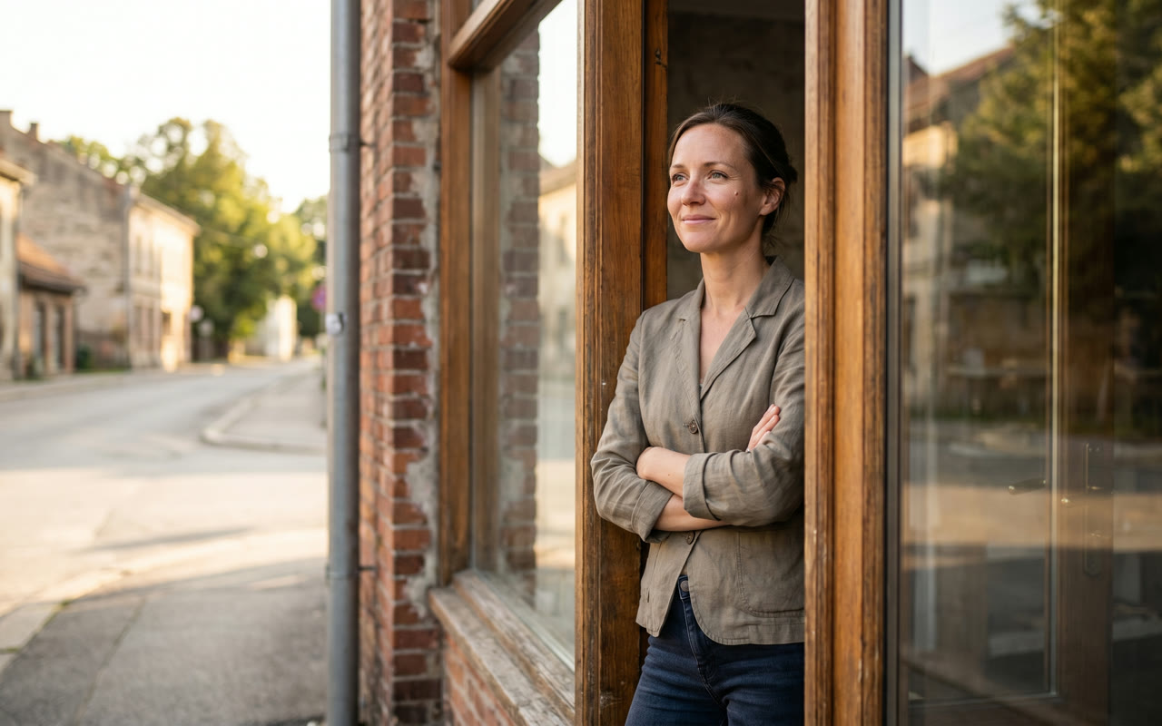 Small-business owner at work