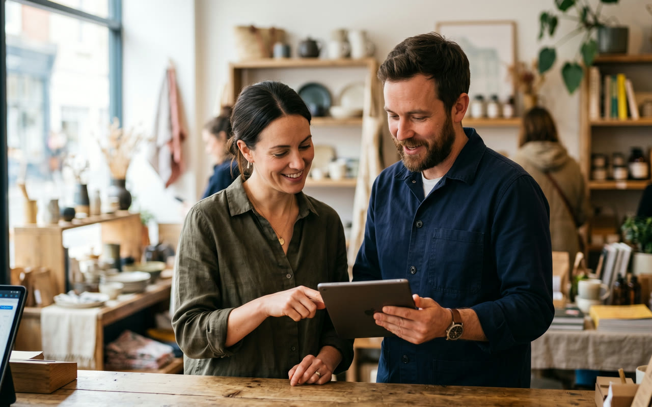 Small-business owner at work