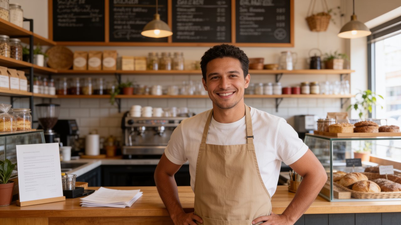 Small business owner reviewing expense records and receipts to understand business tax deductions