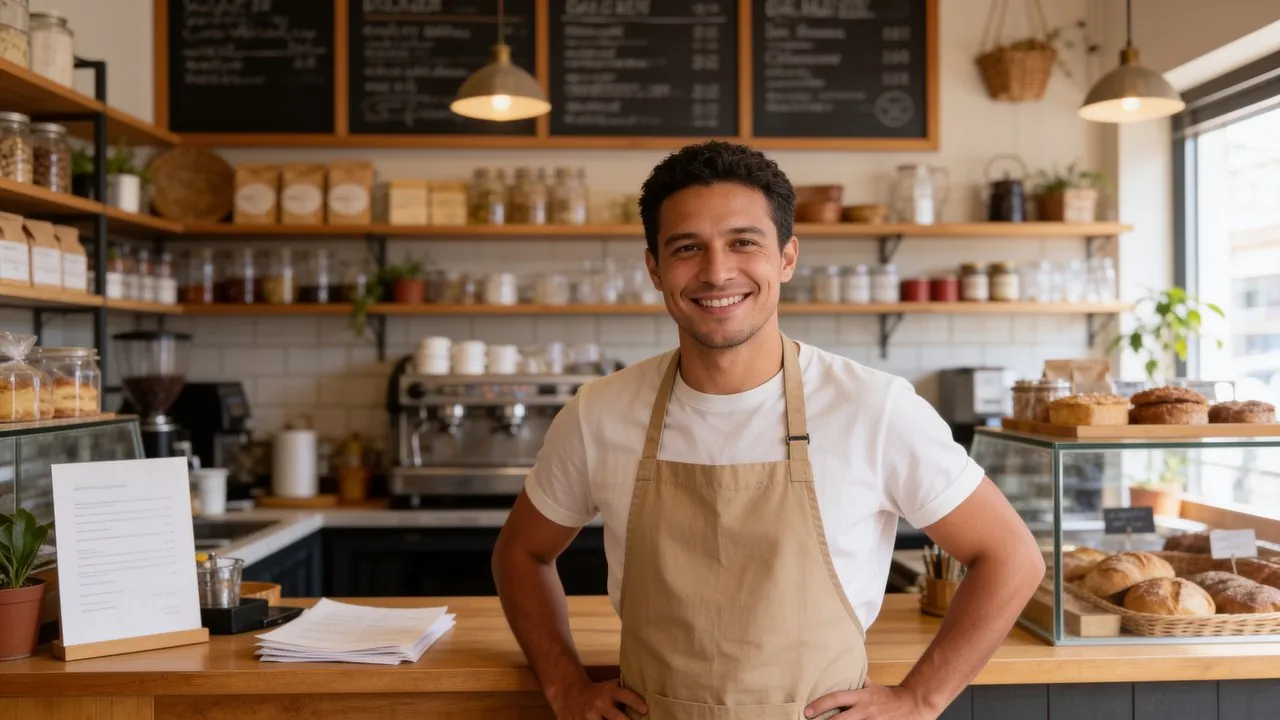 Small business owner reviewing expense records and receipts to understand business tax deductions