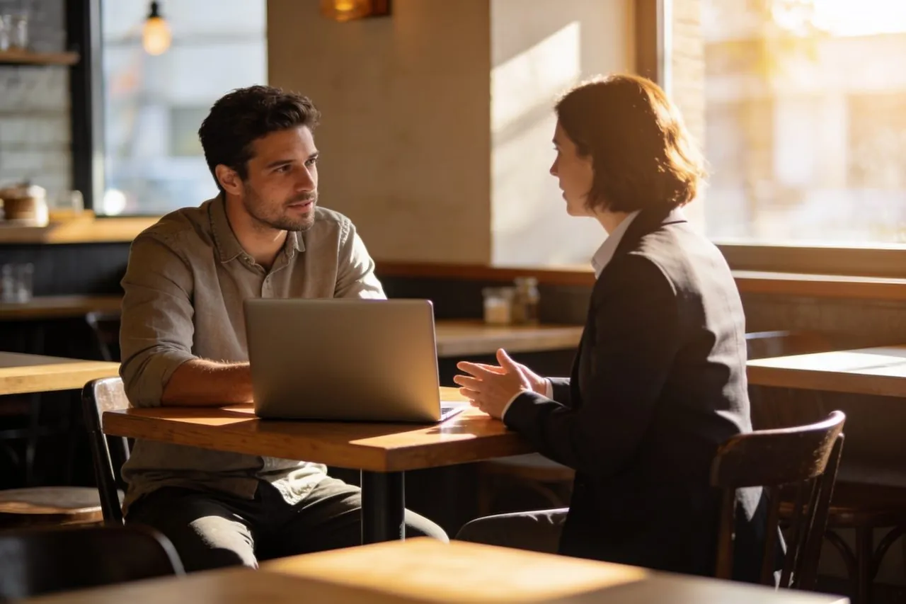 Cafe owner discussing business structure options with an advisor