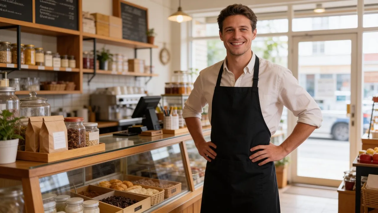 Small business owner on the phone with a funder reviewing an early-payoff quote for a merchant cash advance