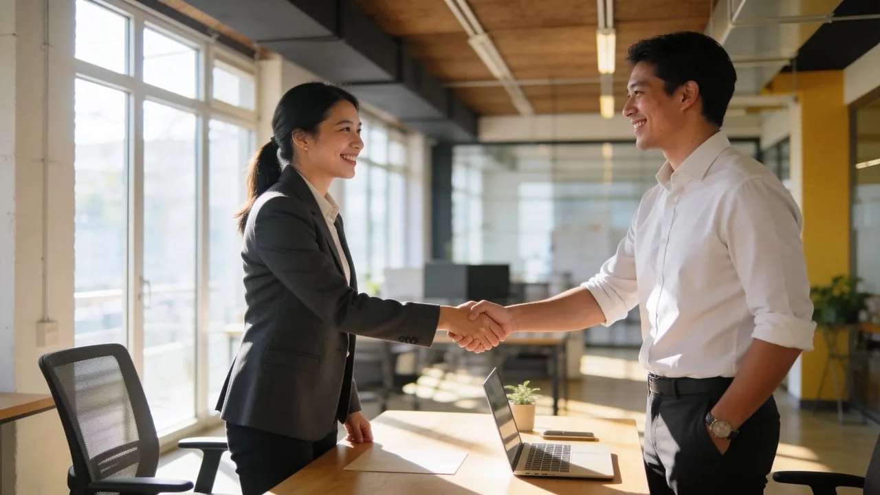Business owner meeting with a funding broker and asking questions across a desk