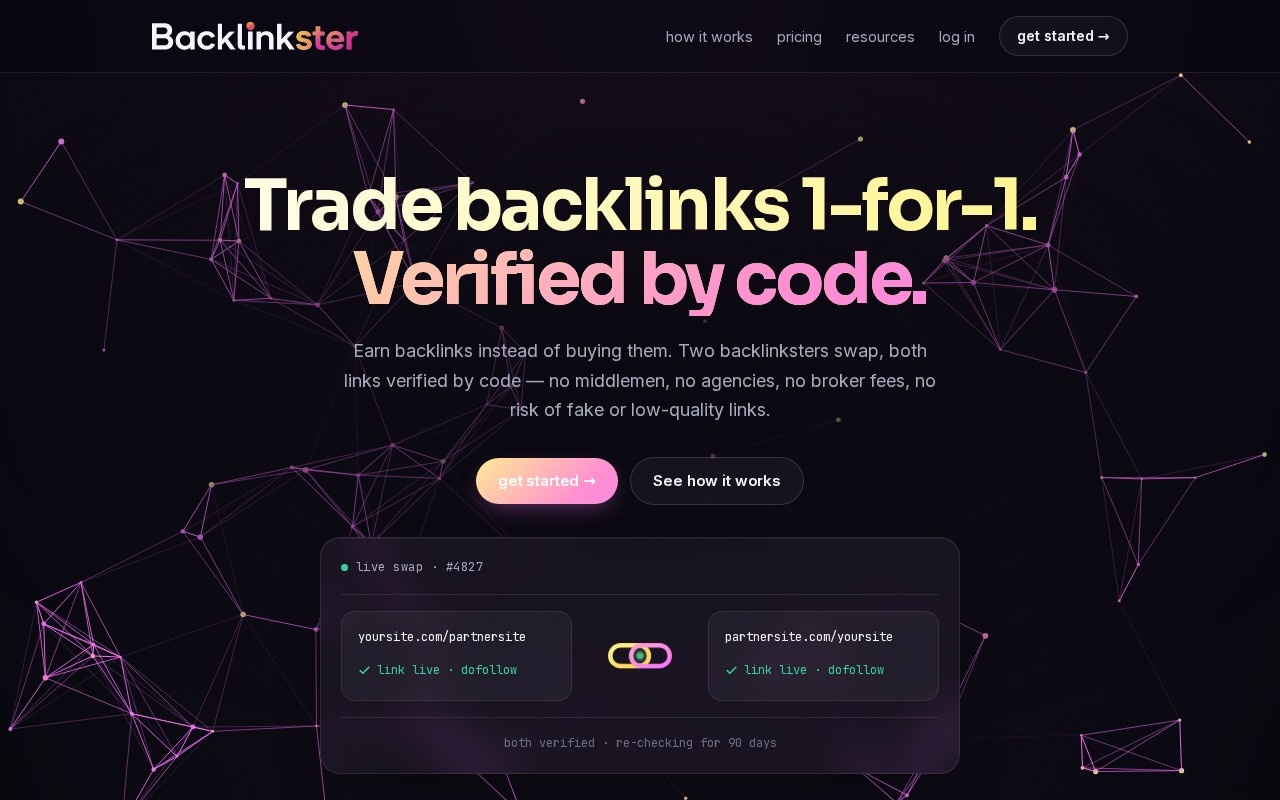 Backlinkster website homepage