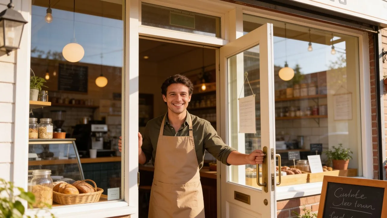 New small business owner reviewing a microloan application at a startup workspace