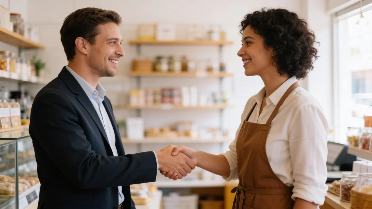 Broker shaking hands with a client