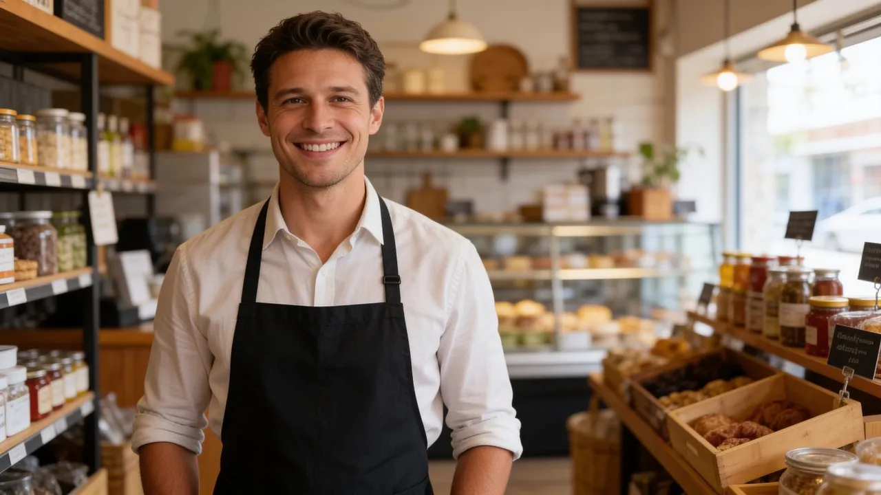 Small-business owner managing cash flow